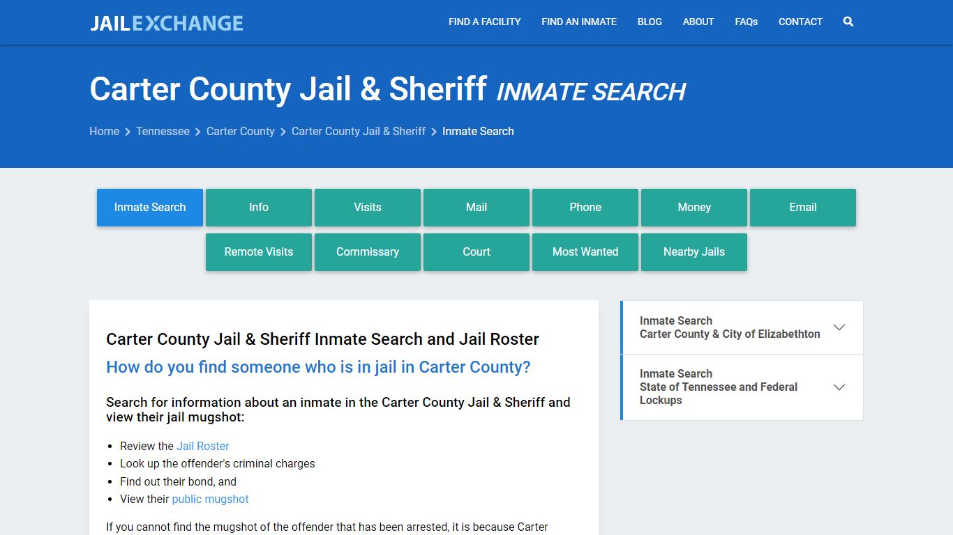Carter County Jail & Sheriff Inmate Search - Jail Exchange